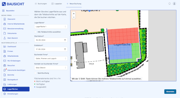 Screenshot der Baulogistik Software