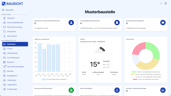 Screenshot der Nachunternehmer Software