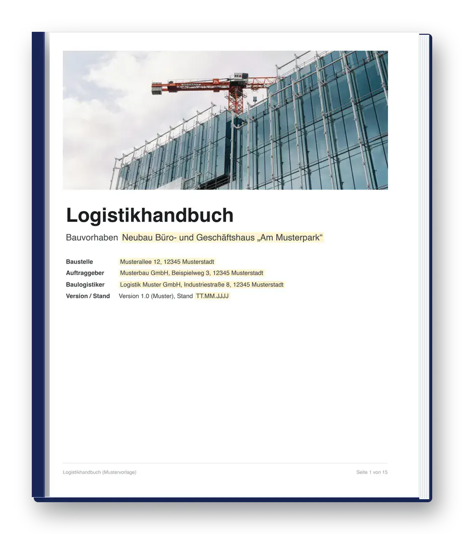 Titelbild Baulogistikhandbuch für Baustellen inkl. gratis Vorlage